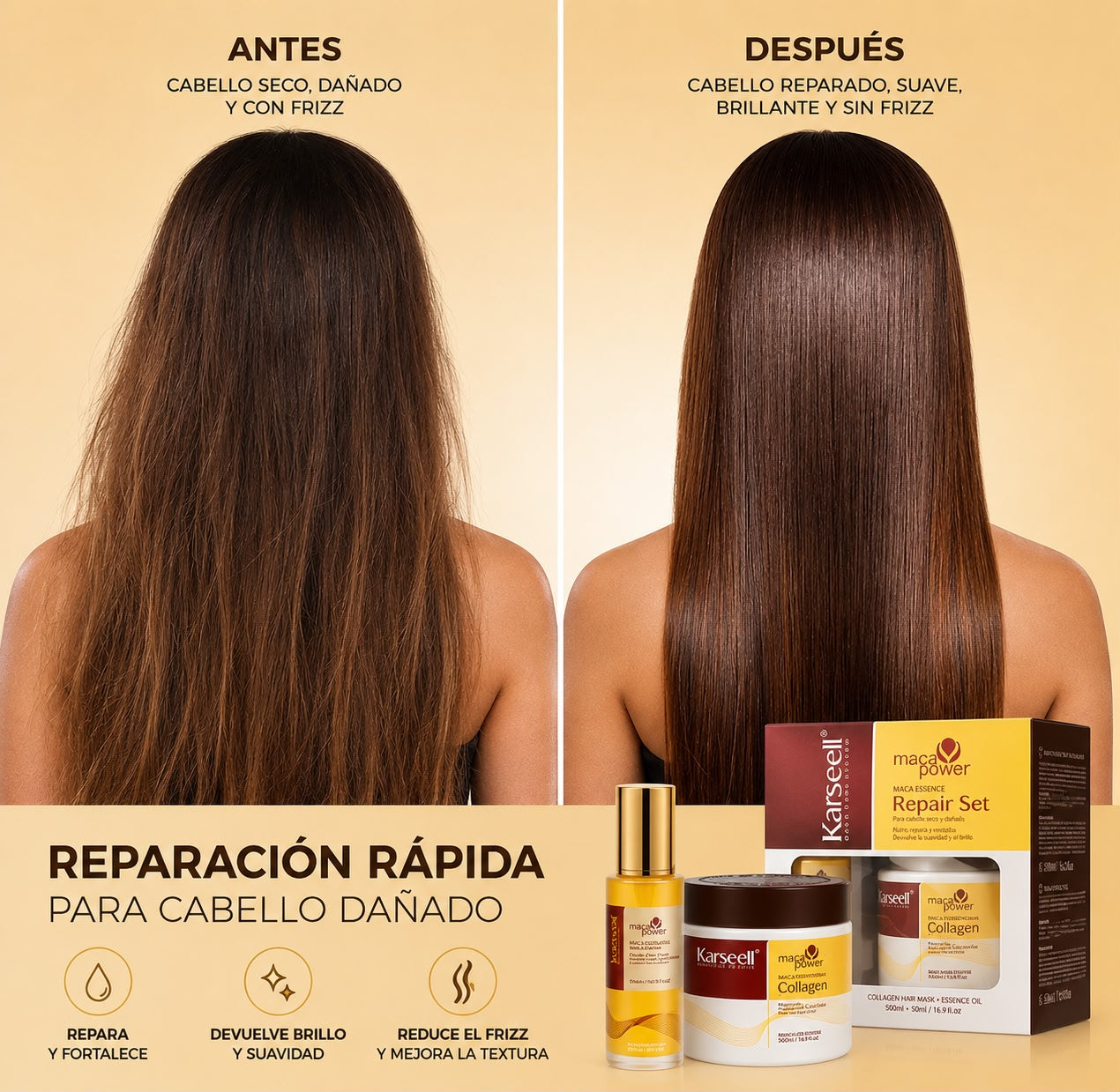 Tratamiento de Reparación, Hidratación y Control del Frizz en 2 Pasos
