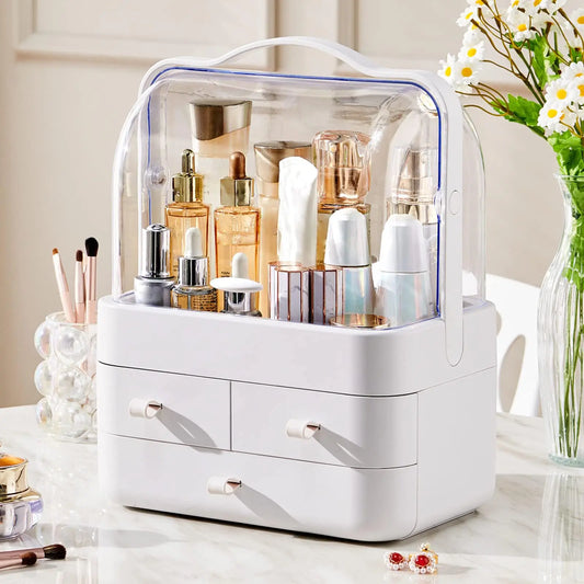 Organizador de Cosméticos Premium con Tapa y Cajón.